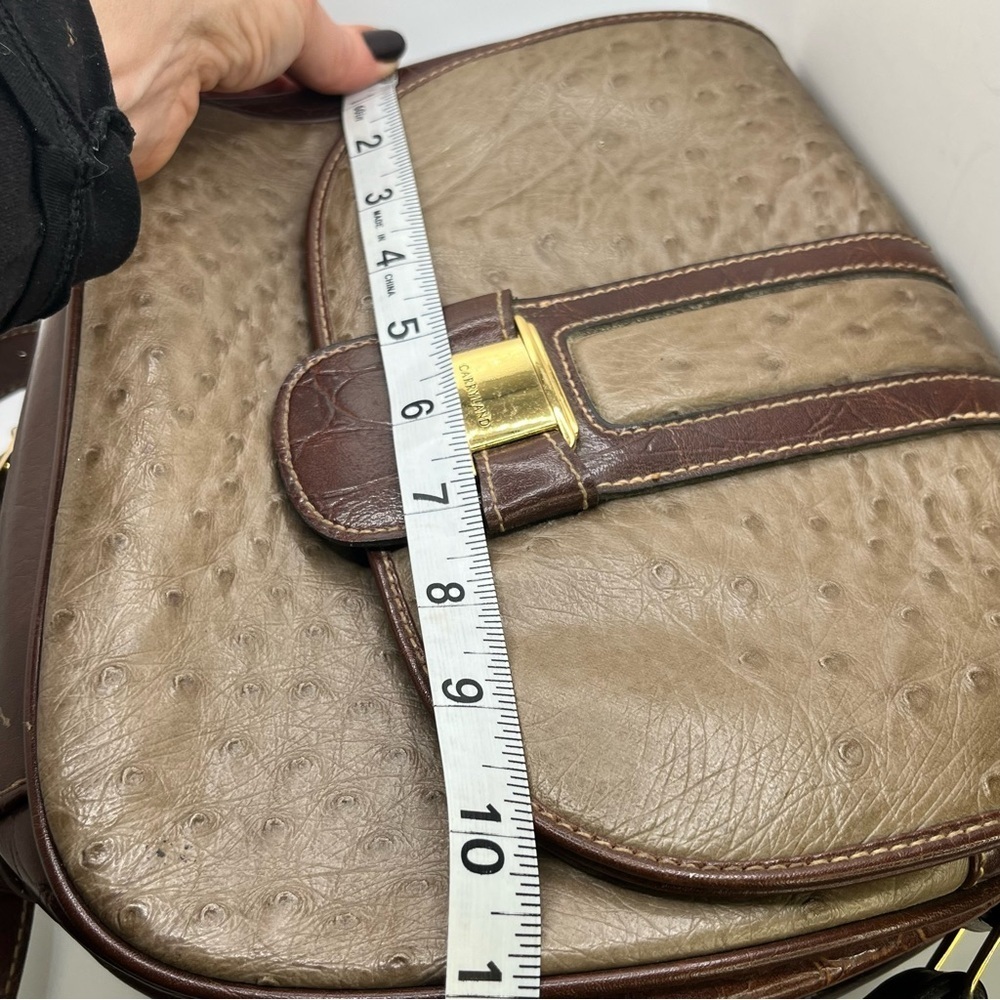 Carryland Ostrich-Embossed Shoulder Bag | Adjustable Strap | Multi-Compartment - Picture 10 of 15